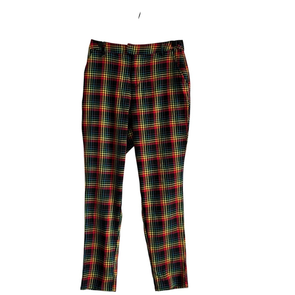 Hot Topic Women’s Rainbow Plaid Tapered Leg Pants - Picture 1 of 7